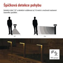 LED zahradní solární sloupkové svítidlo VEREA, čidlo soumraku, 10,7 x 15,4 x 50 cm