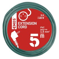 Predlžovací kábel 5 m / 1 zásuvka / zelený / PVC / 1,5 mm2