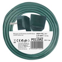 Predlžovací kábel 5 m / 1 zásuvka / zelený / PVC / 1,5 mm2
