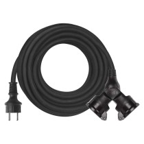 Vonkajší predlžovací kábel 15 m / 2 zásuvky / čierny / guma / 230 V / 1,5 mm2