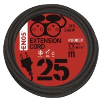 Vonkajší predlžovací kábel 25 m / 2 zásuvky / čierny / guma / 230 V / 1,5 mm2