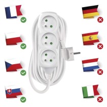 Predlžovací kábel 7 m / 3 zásuvky / biely / PVC / 1 mm2