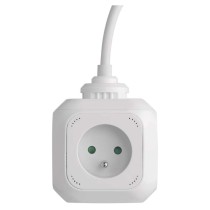 Predlžovací kábel - kocka 1,9 m / 4 zásuvky / biely / PVC / s USB / 1 mm2