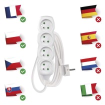 Predlžovací kábel 3 m / 4 zásuvky / biely / PVC / 1,5 mm2