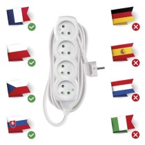 Predlžovací kábel 5 m / 4 zásuvky / biely / PVC / 1 mm2
