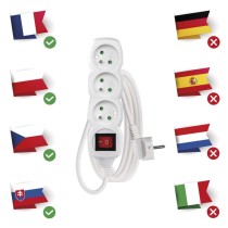 Predlžovací kábel 3 m / 3 zásuvky / s vypínačom / biely / PVC / 1,5 mm2