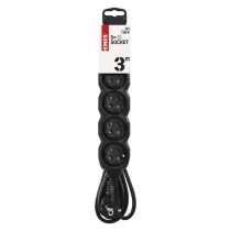 Predlžovací kábel 3 m / 5 zásuviek / čierny / PVC / 1 mm2
