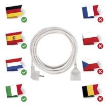 Ilgintuvas 5 m / 1 lizdas / baltas / PVC / 1,5 mm2 