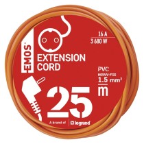 Verlängerungskabel 25 m / 1 Steckdose / orange / PVC / 250 V / 1,5 mm2