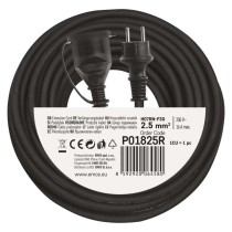 Zunanji podaljšek 25 m / 1 vtičnica / črni / guma-neopren / 250 V / 2,5 mm2