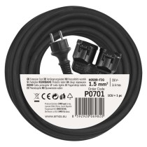 Zunanji podaljšek 10 m / 2 vtičnici / črni / guma / 250 V / 1,5 mm2