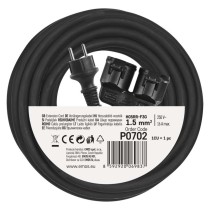 Zunanji podaljšek 15 m / 2 vtičnici / črni / guma / 250 V / 1,5 mm2