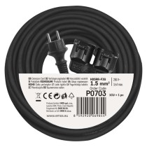Verlängerungskabel 20 m / 2 Steckdosen / schwarz / Gummi / 250 V / 1,5 mm2