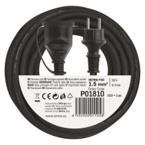 Zunanji podaljšek 10 m / 1 vtičnica / črni / guma-neopren / 250 V / 1,5 mm2