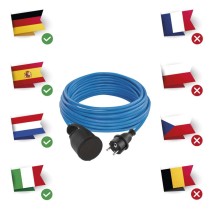 Ilmastikukindel pikendusjuhe 10 m / 1 pistikupesa / sinine / PVC / 230 V / 1,5 mm2