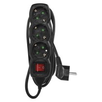 Ilgintuvas 1,5 m / 3 lizdai / su jungikliu / juodas / PVC / 1,5 mm2 