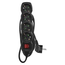 Ilgintuvas 1,5 m / 4 lizdai / su jungikliu / juodas / PVC / 1,5 mm2 