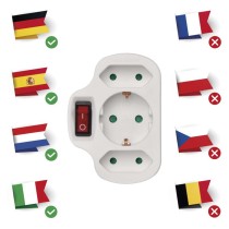 Lülitiga mitmikpistikupesa, 2x jada + 1x ümar