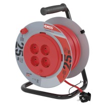 Pagarinātāja spole, 25 m / 4 kontaktligzdas / melna / PVH / 230 V / 1,5 mm2