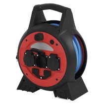 Ilmastikukindel kaablirull 20 m / 3 pistikupesa / sinine / PVC / 230 V / 1,5 mm2