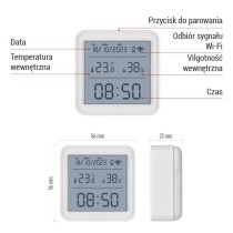 GoSmart Termometr z higrometrem EGS0101, czujnik bezprzewodowy, data, ZigBee