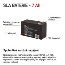 Bezúdržbový olověný akumulátor 12 V/7 Ah, faston 4,7 mm