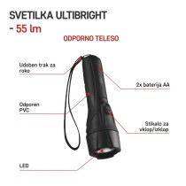 Ročna LED plastična svetilka P3210, 55 lm, 2× AA
