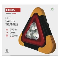 LED výstražný trojuholník, dobíjateľný, COB LED + červená LED
