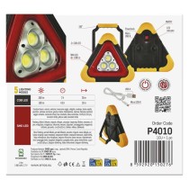 LED výstražný trojuholník, dobíjateľný, COB LED + červená LED
