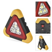LED figyelmeztető háromszög, tölthető, COB LED + piros LED