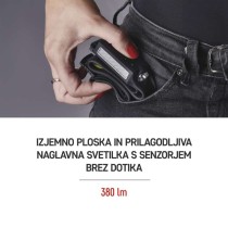 Naglavna polnilna LED svetilka, 380 lm, Li-Pol 1200 mAh