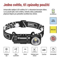 LED nabíjecí čelovka P3544, 500 lm, 120 m, Li-Ion 800 mAh