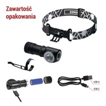 Latarka czołowa LED, 500 lm, Li-Ion 800 mAh ładowalna