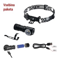 Naglavna polnilna LED svetilka P3544, 500 lm, 120 m, Li-Ion 800 mAh