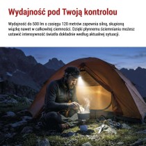 Latarka czołowa LED, 500 lm, Li-Ion 800 mAh ładowalna