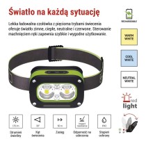 Latarka czołowa LED, 175 lm, Li-Pol 800 mAh ładowalna