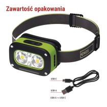 Latarka czołowa LED, 175 lm, Li-Pol 800 mAh ładowalna