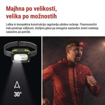 Naglavna polnilna LED svetilka, 175 lm, Li-Pol  800 mAh
