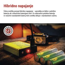 Naglavna polnilna LED svetilka P3546, 550 lm, 110 m, Li-Pol 1000 mAh / 3× AAA