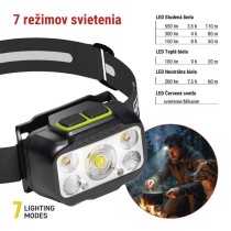 LED nabíjacia čelovka P3546, 550 lm, Li-Pol 1000 mAh / 3× AAA
