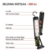 Polnilna LED delovna svetilka 5W COB, 500 lm,Li-Ion 2000mAh