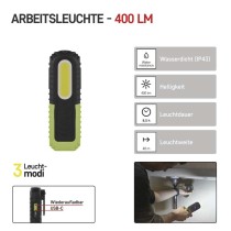 LED + COB LED aufladbare Arbeitsleuchte P4531, 400 lm, 2000 mAh