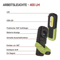 LED + COB LED aufladbare Arbeitsleuchte P4531, 400 lm, 2000 mAh