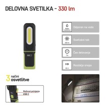 Polnilna LED delovna svetilka COB LED + SMD LED, 330 lm, 1200 mAh