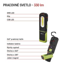 COB LED + SMD LED nabíj. svietidlo P4537, 330 lm, 1200 mAh