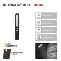 Polnilna LED delovna svetilka SMD LED + LED, 700lm, 1200 mAh