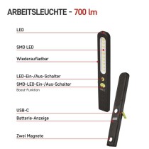 SMD LED + LED aufladbare Arbeitsleuchte P4538, 700 lm, 1200 mAh