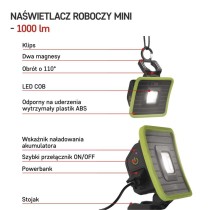 Naświetlacz LED COB, 1000lm powerbank 2200 mAh ładowalnyy