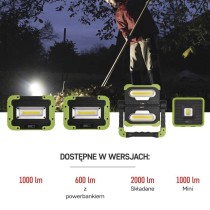 Naświetlacz LED COB, 1000lm powerbank 2200 mAh ładowalnyy