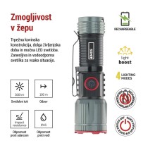 LED Polnilna svetilka kovinska 300 lm, 700 mAh